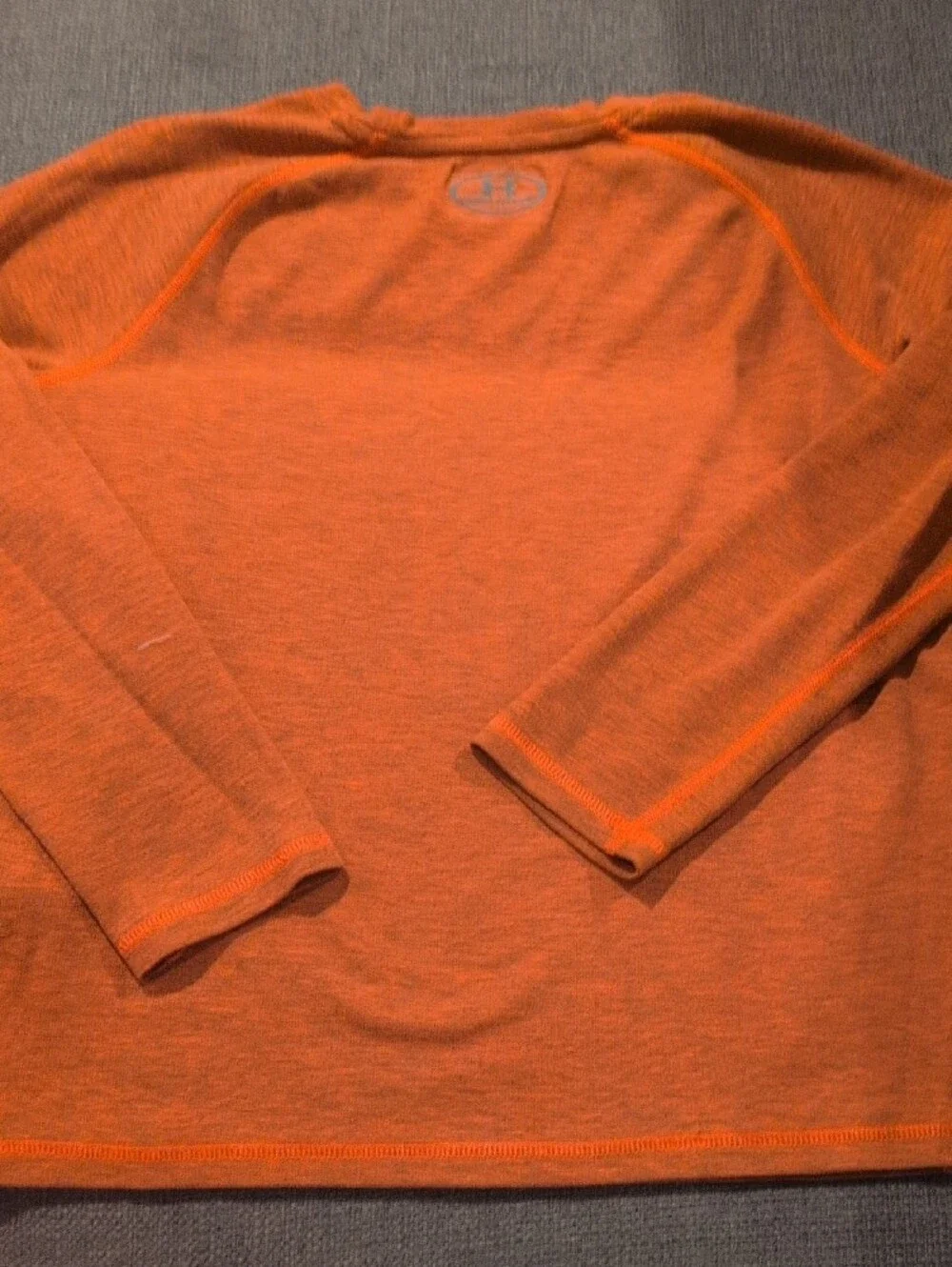 Under Armour Orange Long-Sleeve Logo Crew Athletic Shirt